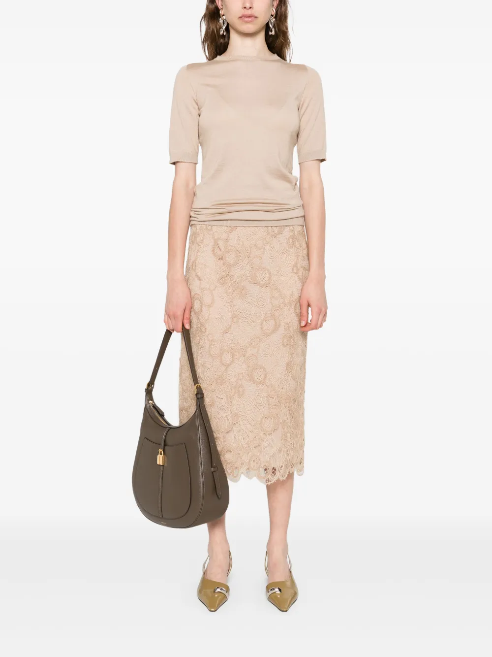 Fabiana Filippi Blouse verfraaid met kant Beige