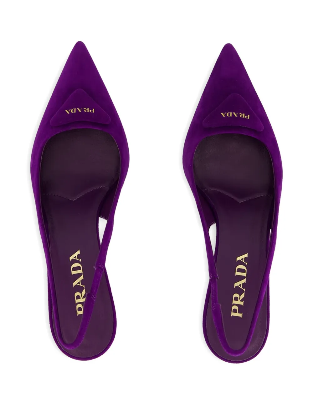 Prada 70 mm slingback pumps met triangel-logo Paars
