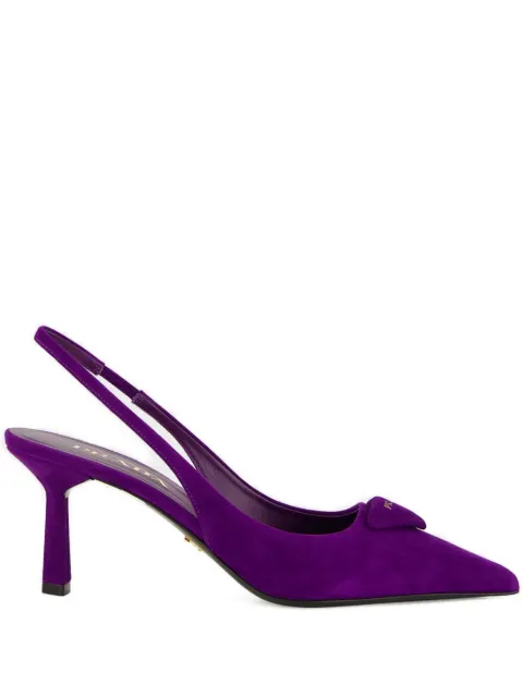 Prada 70mm triangle-logo slingback pumps