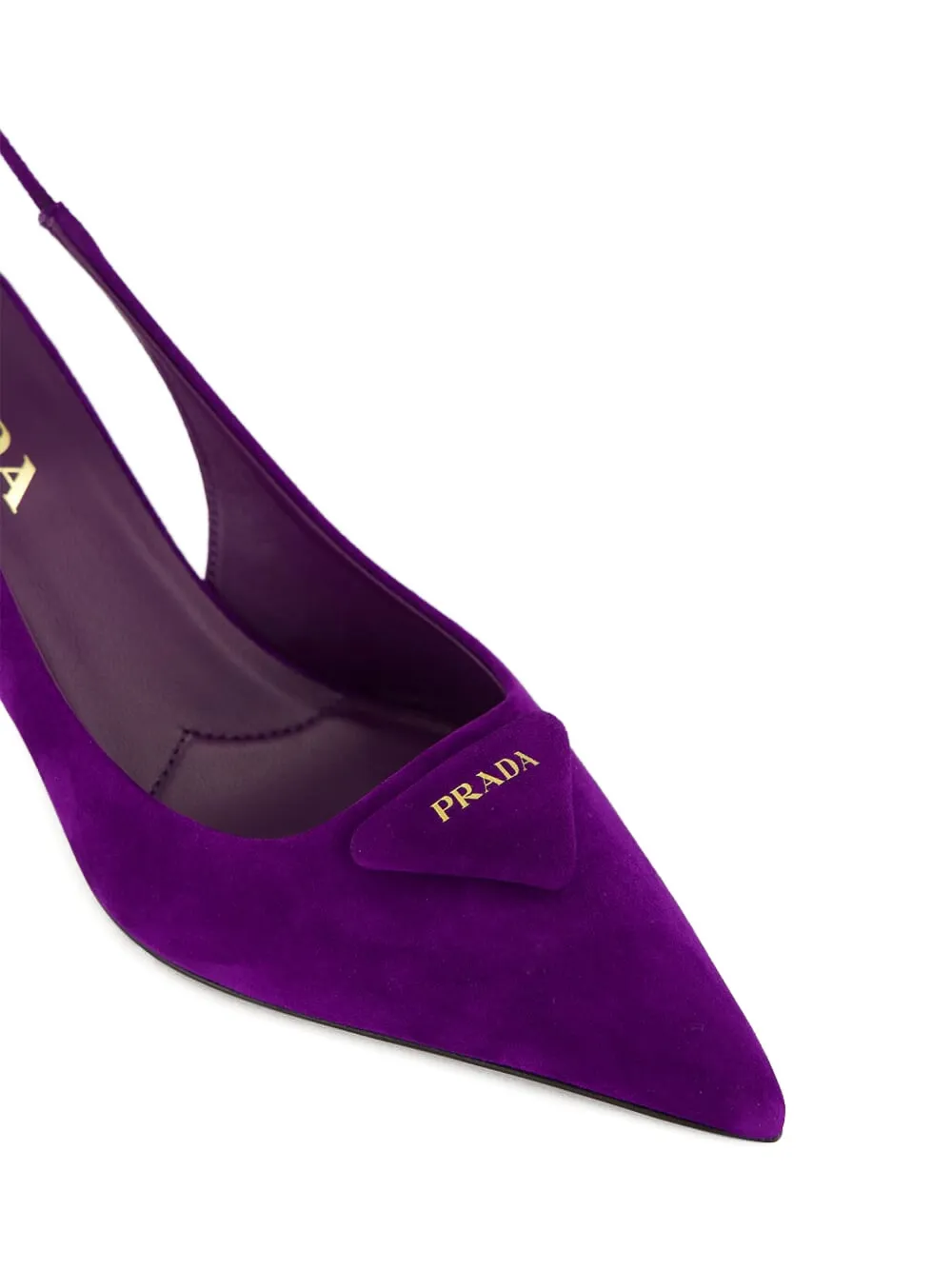 Prada 70 mm slingback pumps met triangel-logo Paars