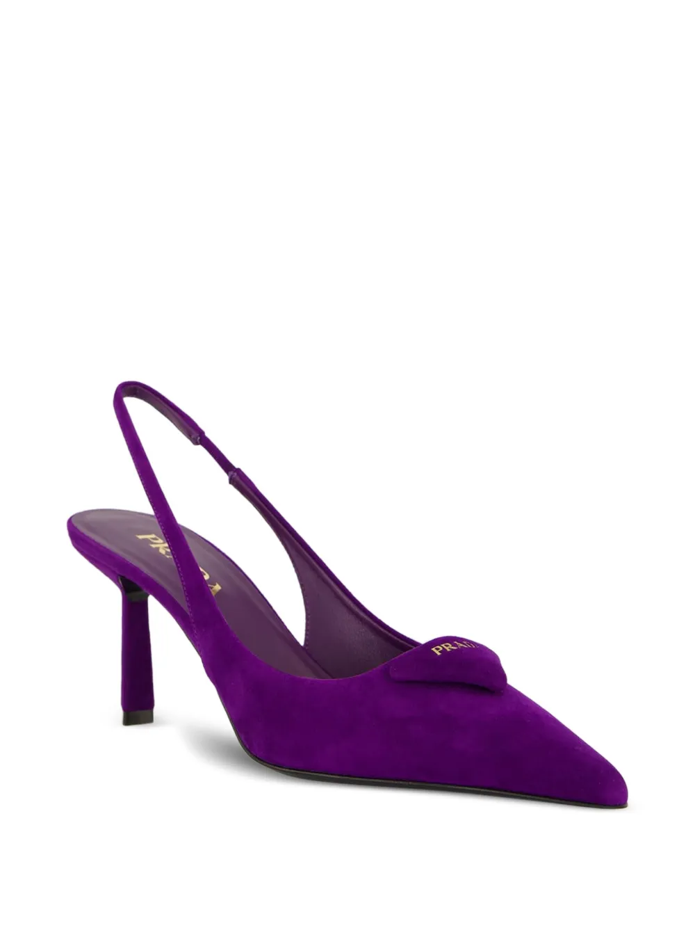 Prada 70 mm slingback pumps met triangel-logo Paars