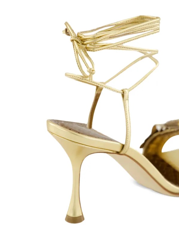 Manolo Blahnik ゴールドサンダル Manolo Blahnik フローラル サンダル | ゴールドトーン