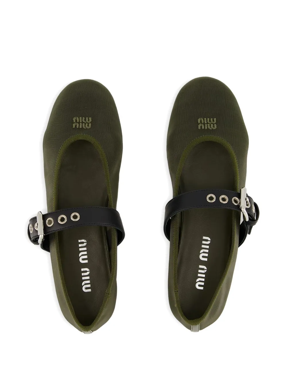 Miu Ballerina's met gespsluiting Groen