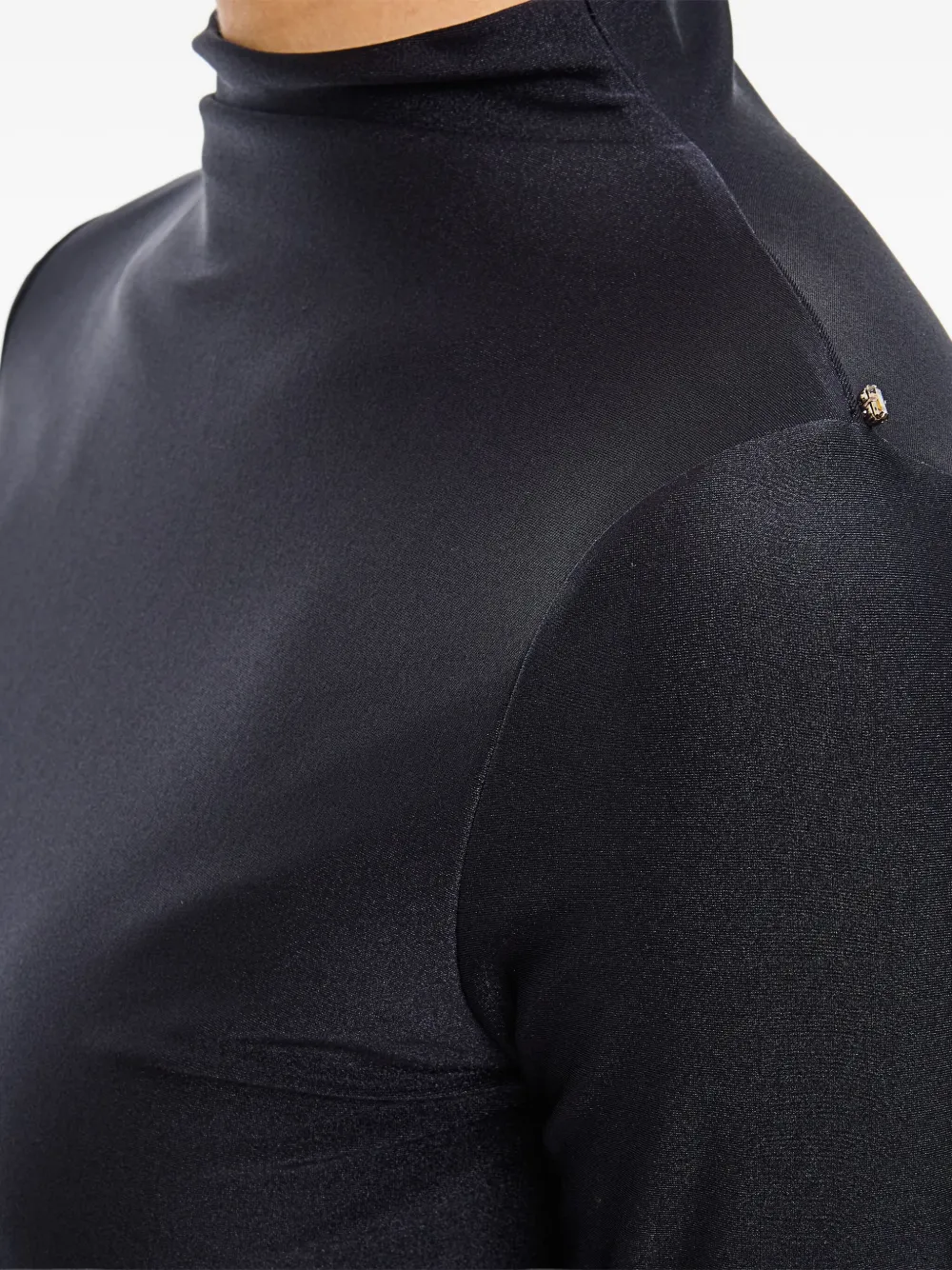 Sportmax Jurk met col en ruches op de schouders Zwart