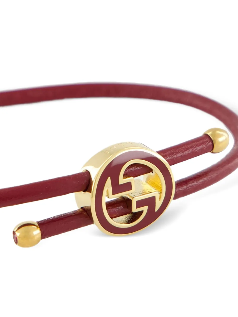 Gucci Bracelet With Enamel Round Interlocking G In Red