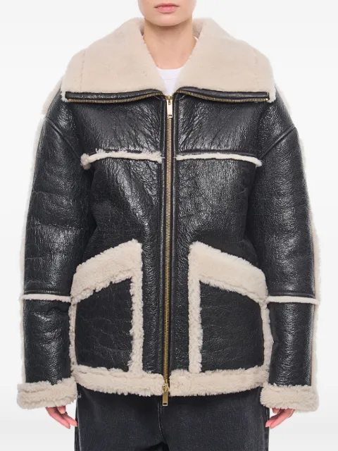 Halfboy leather panelled shearling jacket