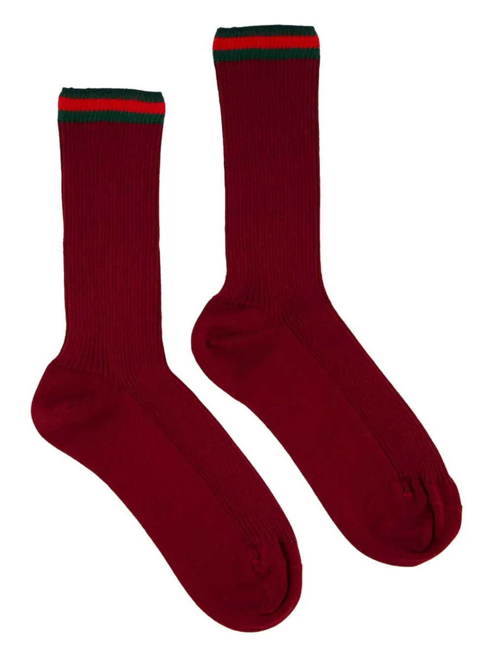 Gucci Ribbed-cuff Socks In Red