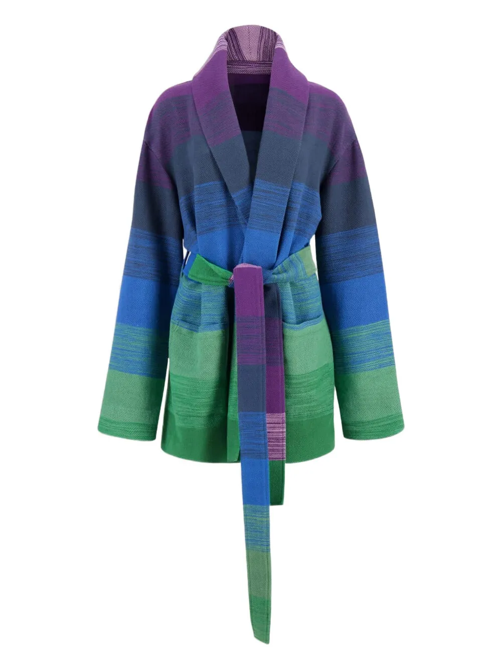 Marrakshi Life stripe-pattern belted cardigan | Blue | Image 1