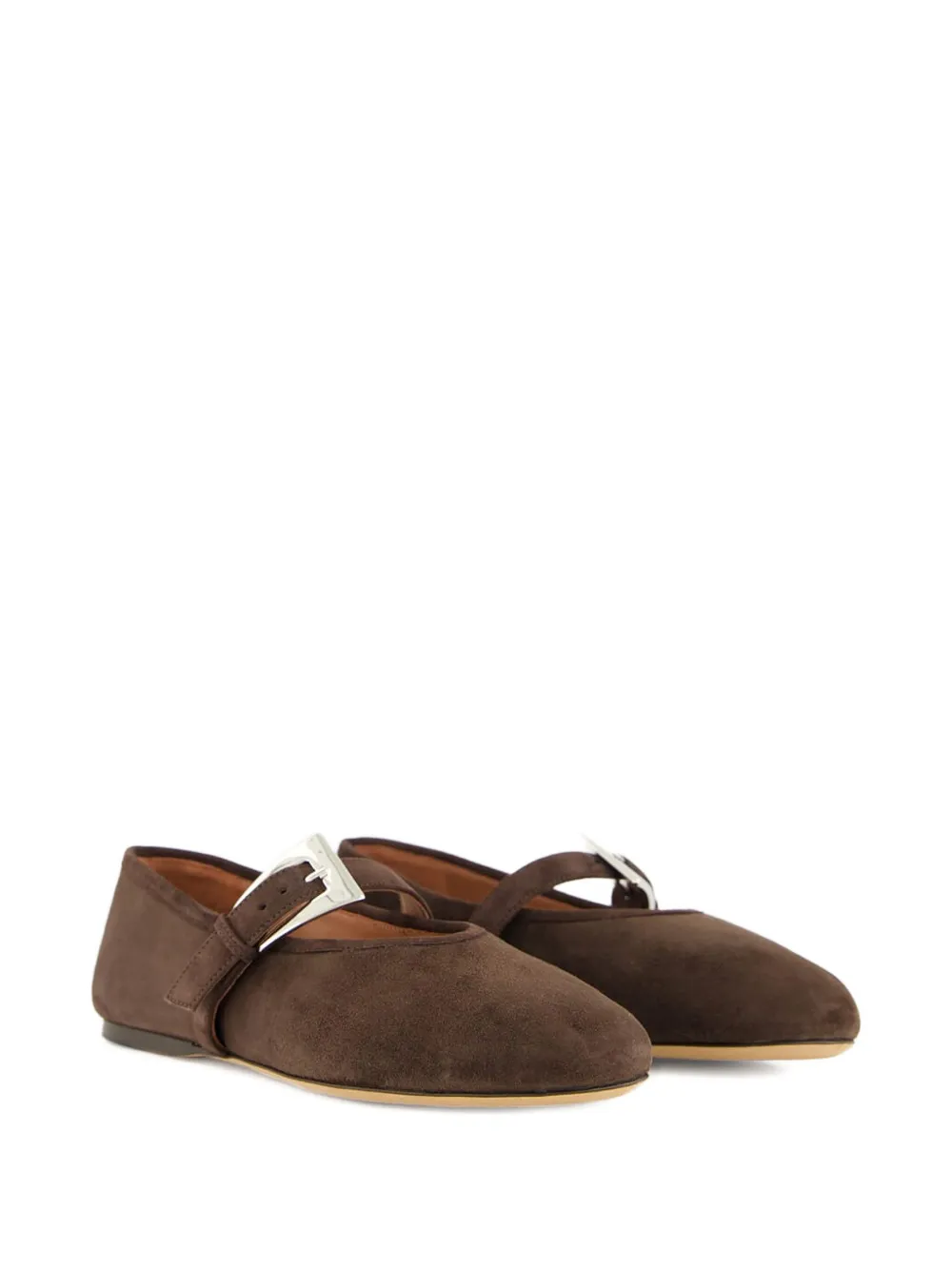 Paris Texas Sveva buckle suede ballet flats Brown