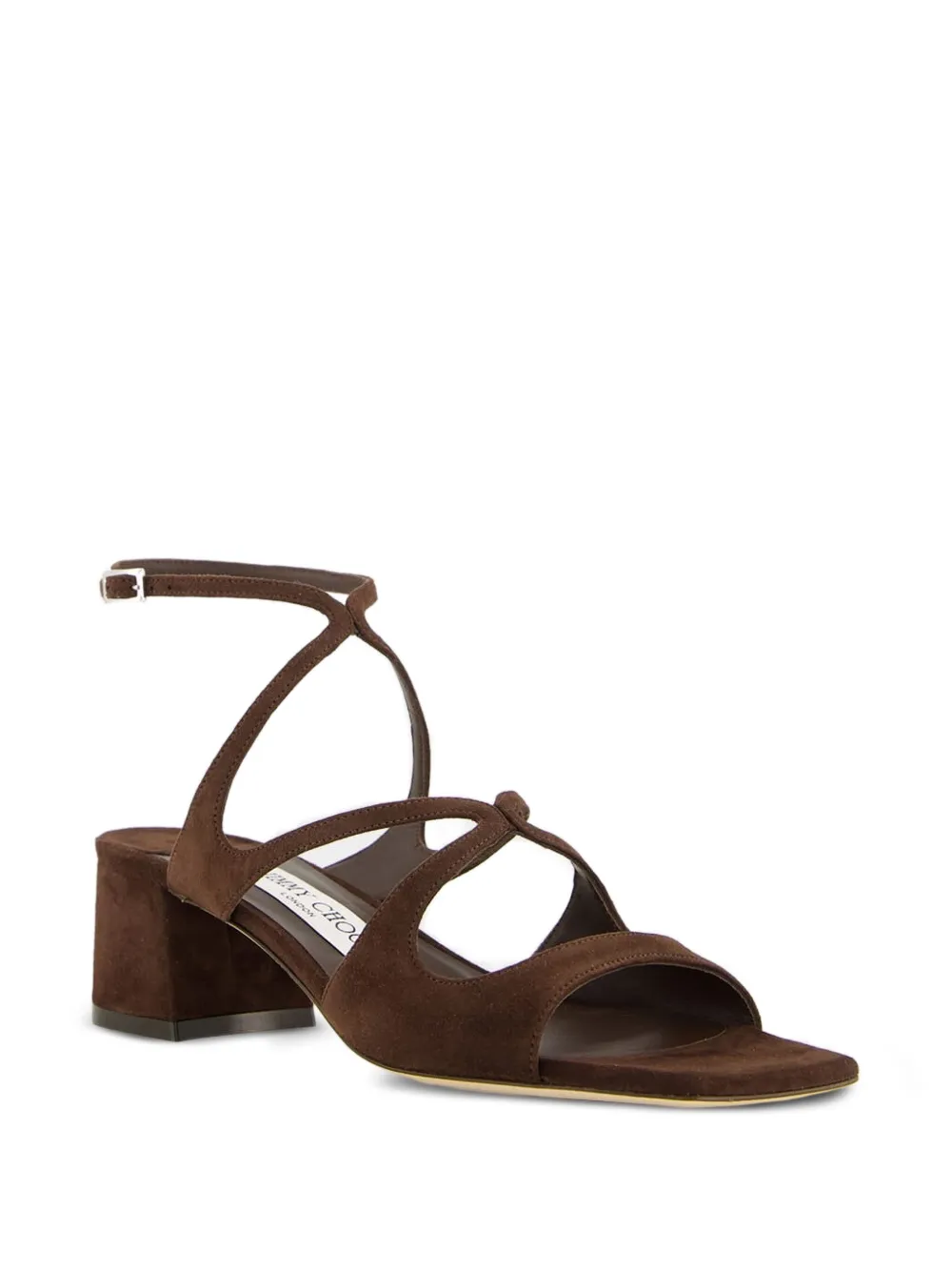 Jimmy Choo 45mm Azilia mid-heel cut-out sandals Brown