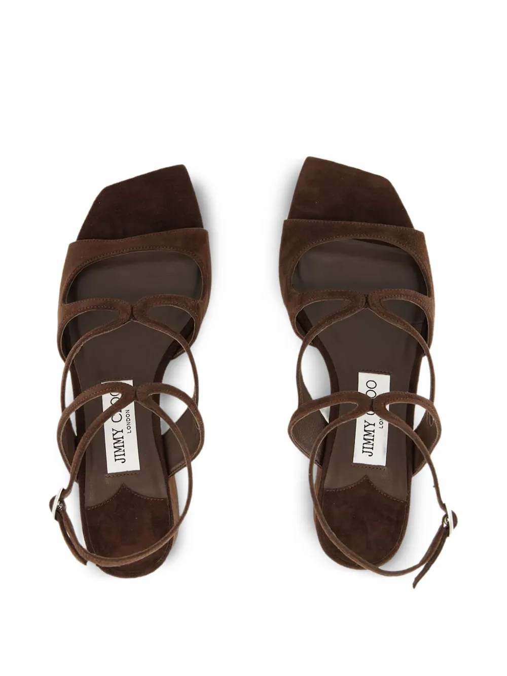 Jimmy Choo 45mm Azilia mid-heel cut-out sandals Brown
