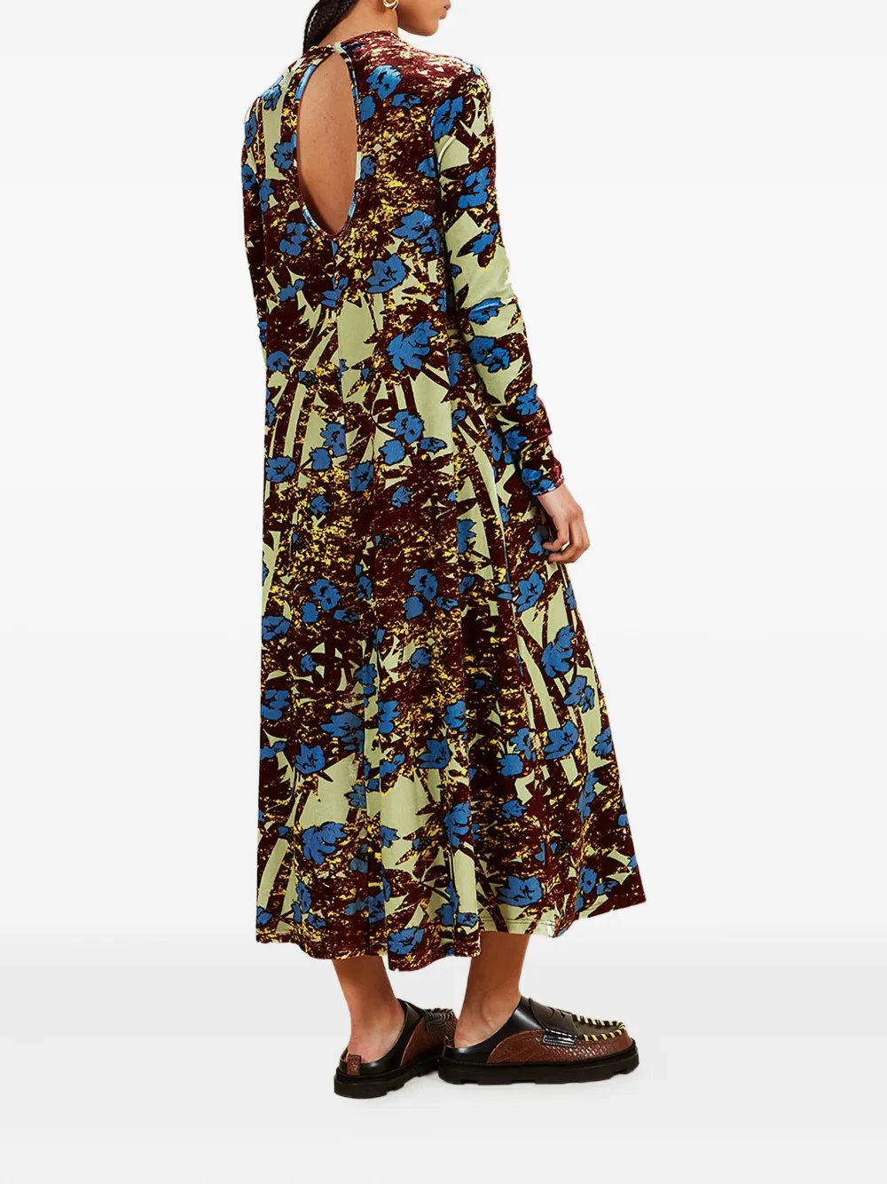 colville floral-pattern velvet maxi dress Blauw