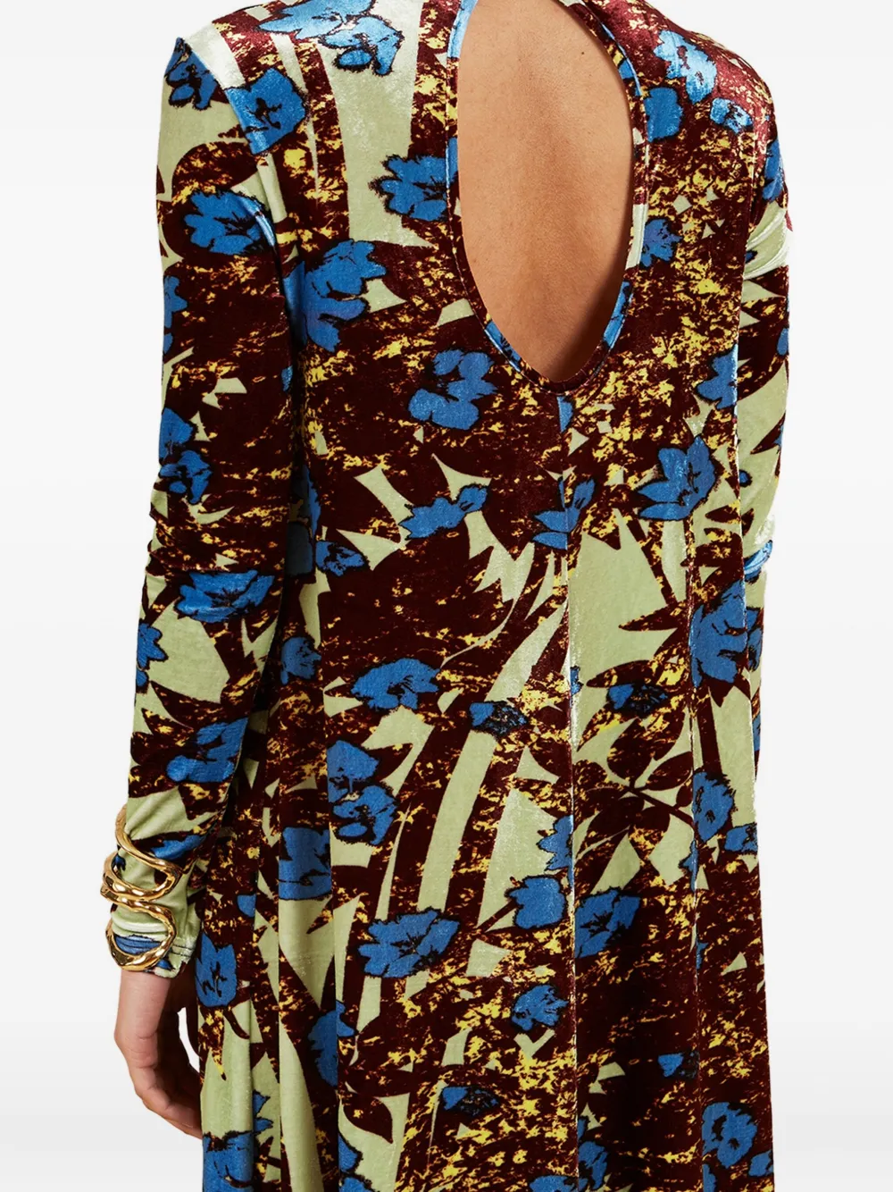 colville floral-pattern velvet maxi dress Blauw