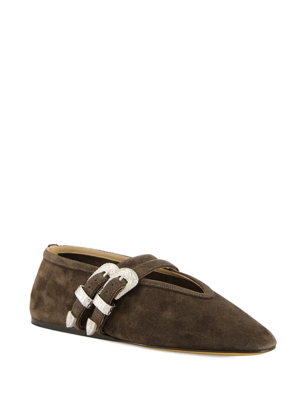 Le Monde Beryl double-buckle suede ballet flats - Bruin
