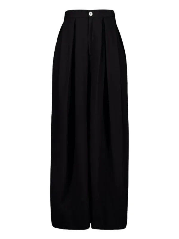 Marrakshi Life Pleated-front Cotton Trousers in Black