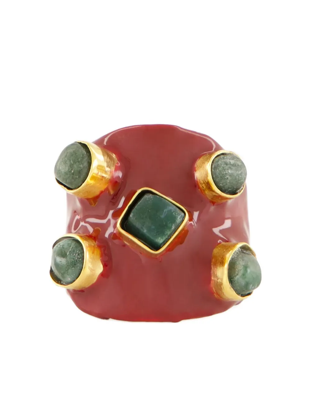 Paula Stone-embellished Enamel Ring In Brown