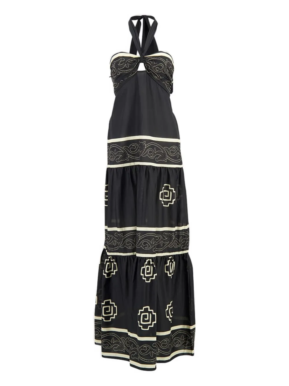 Orilla Del Mar halter-neck tiered maxi dress