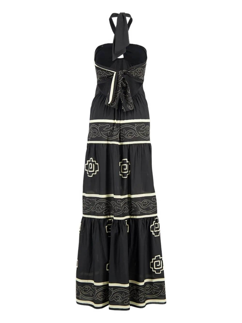 Johanna Ortiz Orilla Del Mar halter-neck tiered maxi dress - Zwart