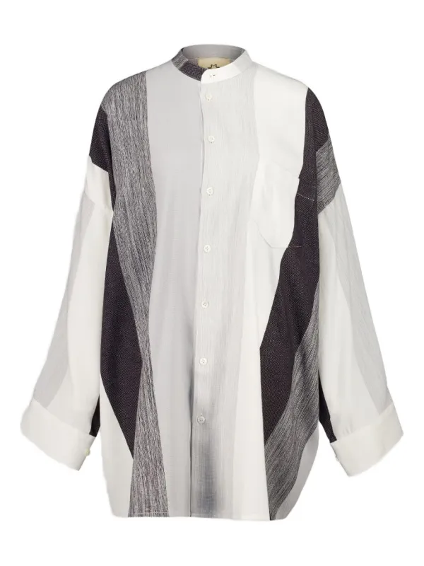 Marrakshi Life Stripe Panelled Shirt in White