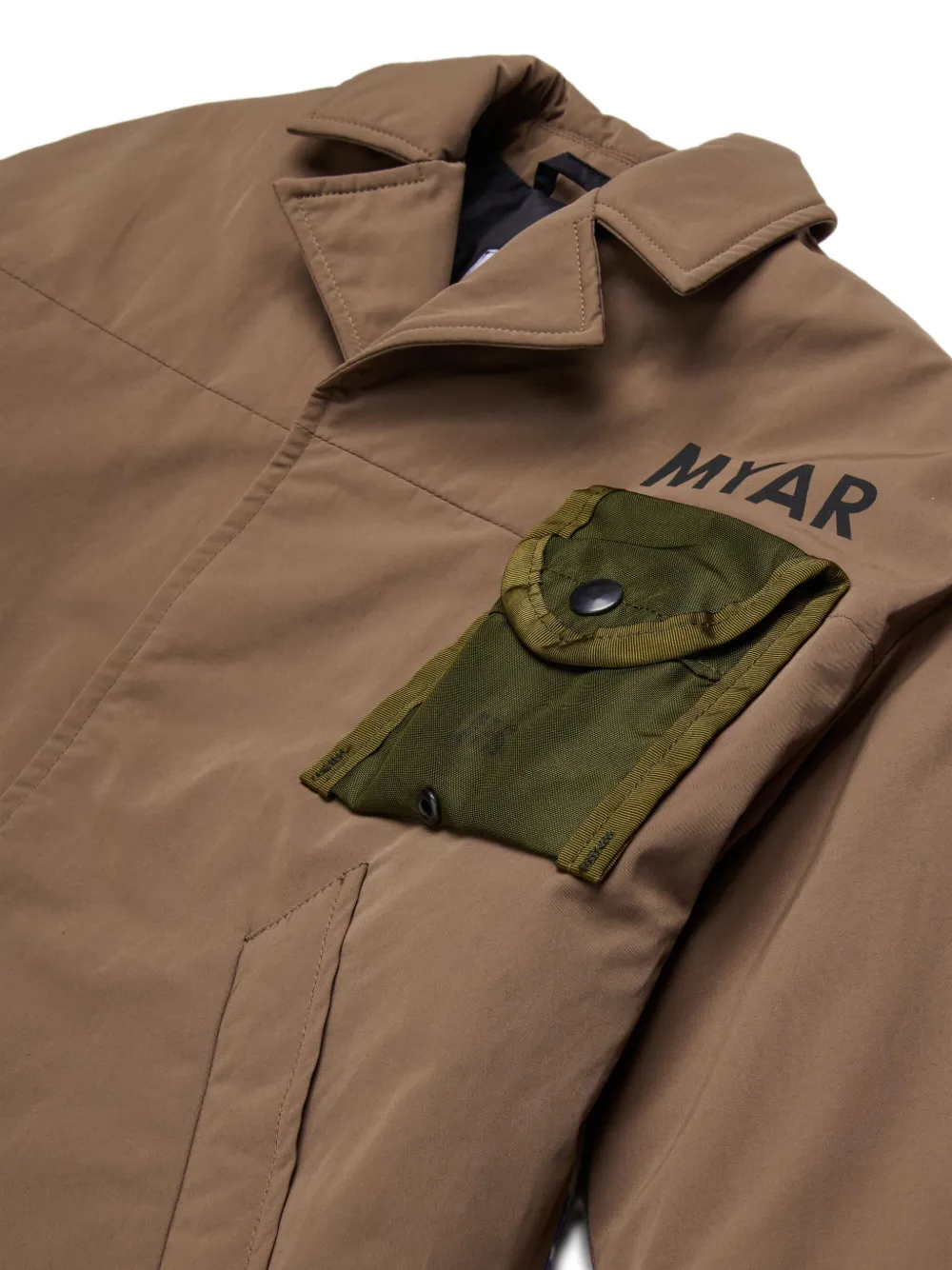 Myar Plaid-insert Padded Coat In Brown