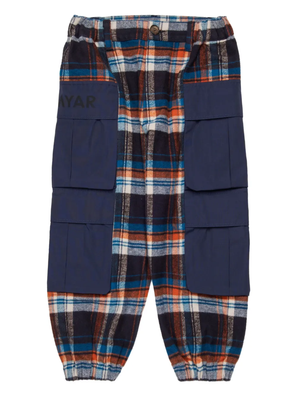 Myar Checked Panelled Trousers In Blue