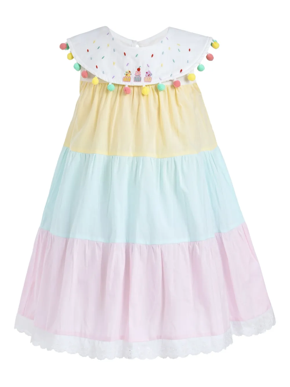 Mimi Tutu Gelaagde jurk met pompon afwerking Wit