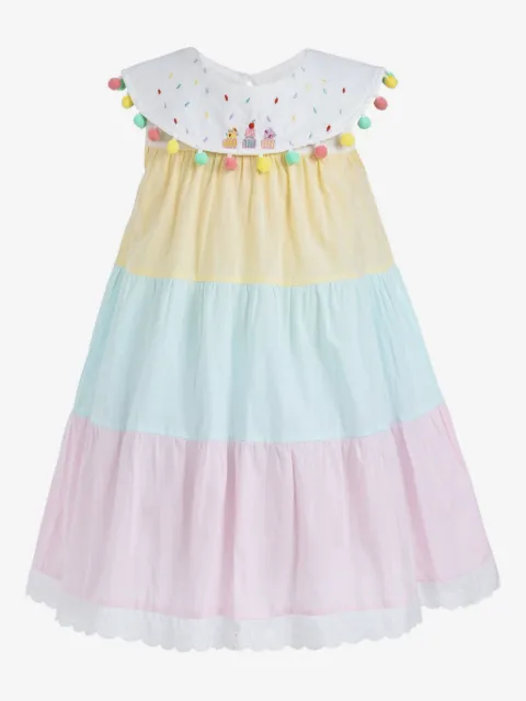 Mimi Tutu pompom-trim tiered dress