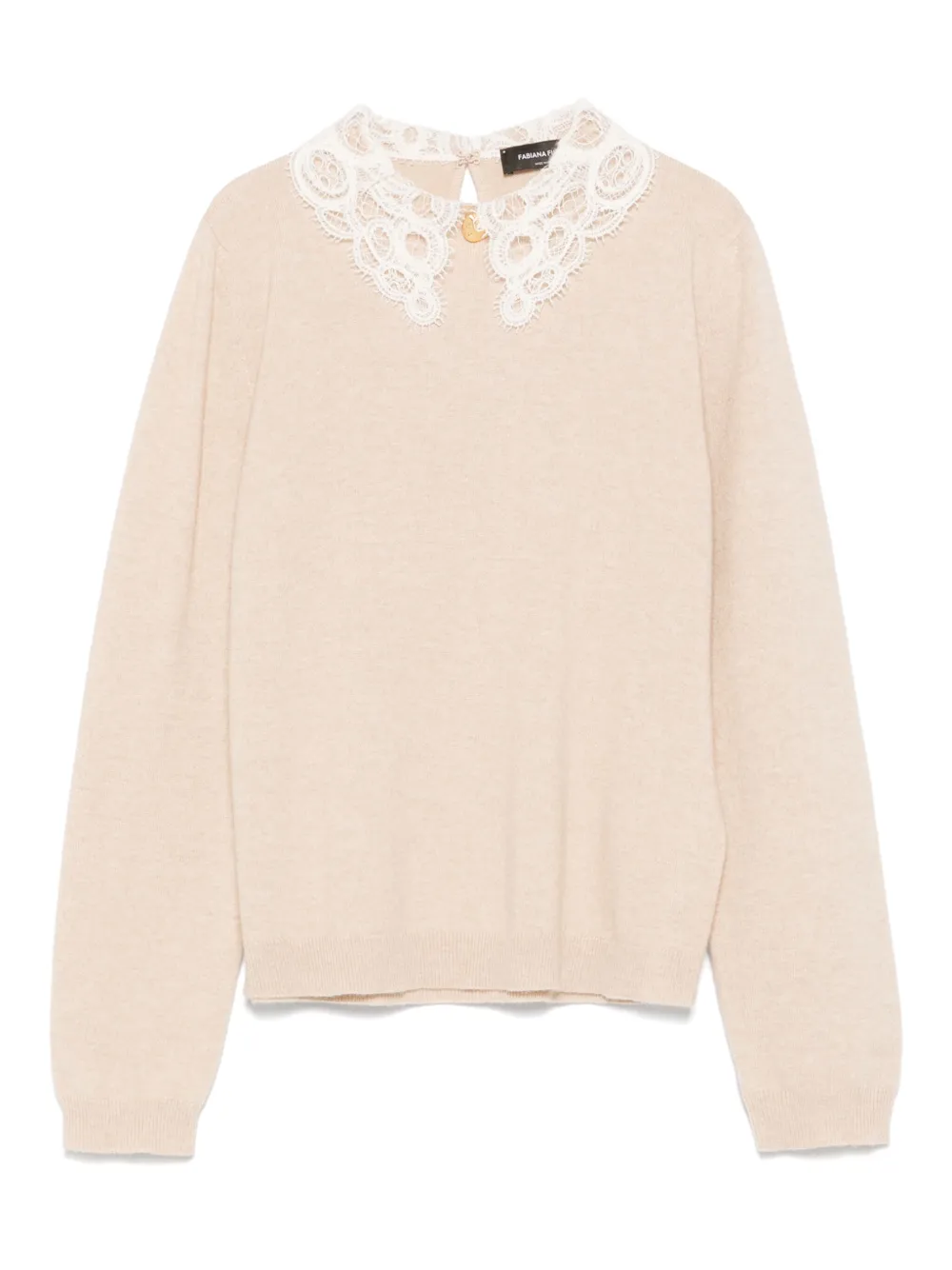 Fabiana Filippi Trui met kanten kraag Beige