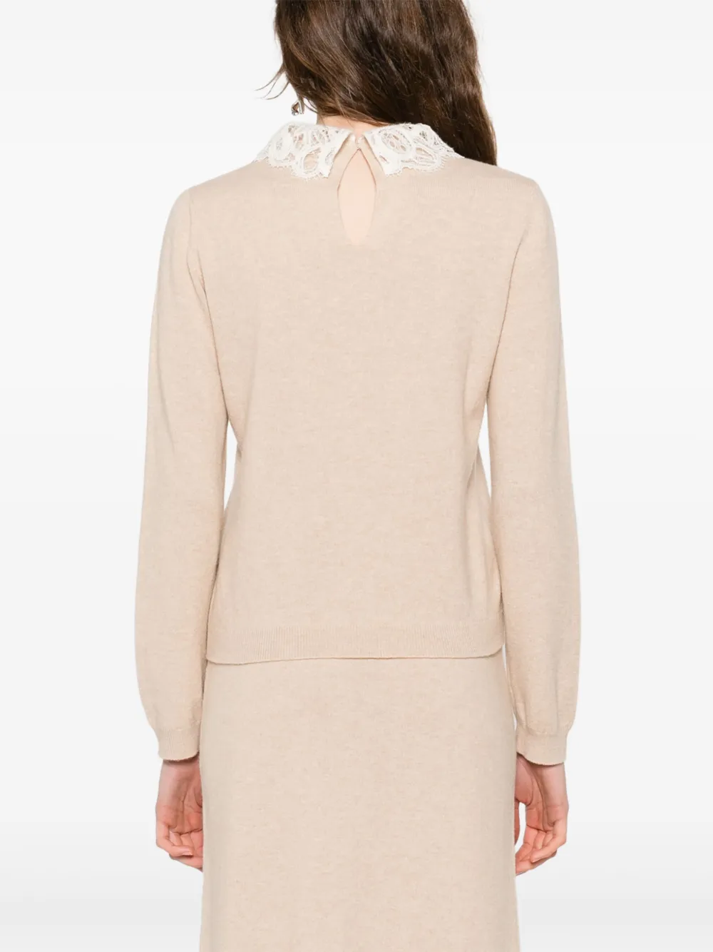 Fabiana Filippi Lace-collar Sweater In Neutral