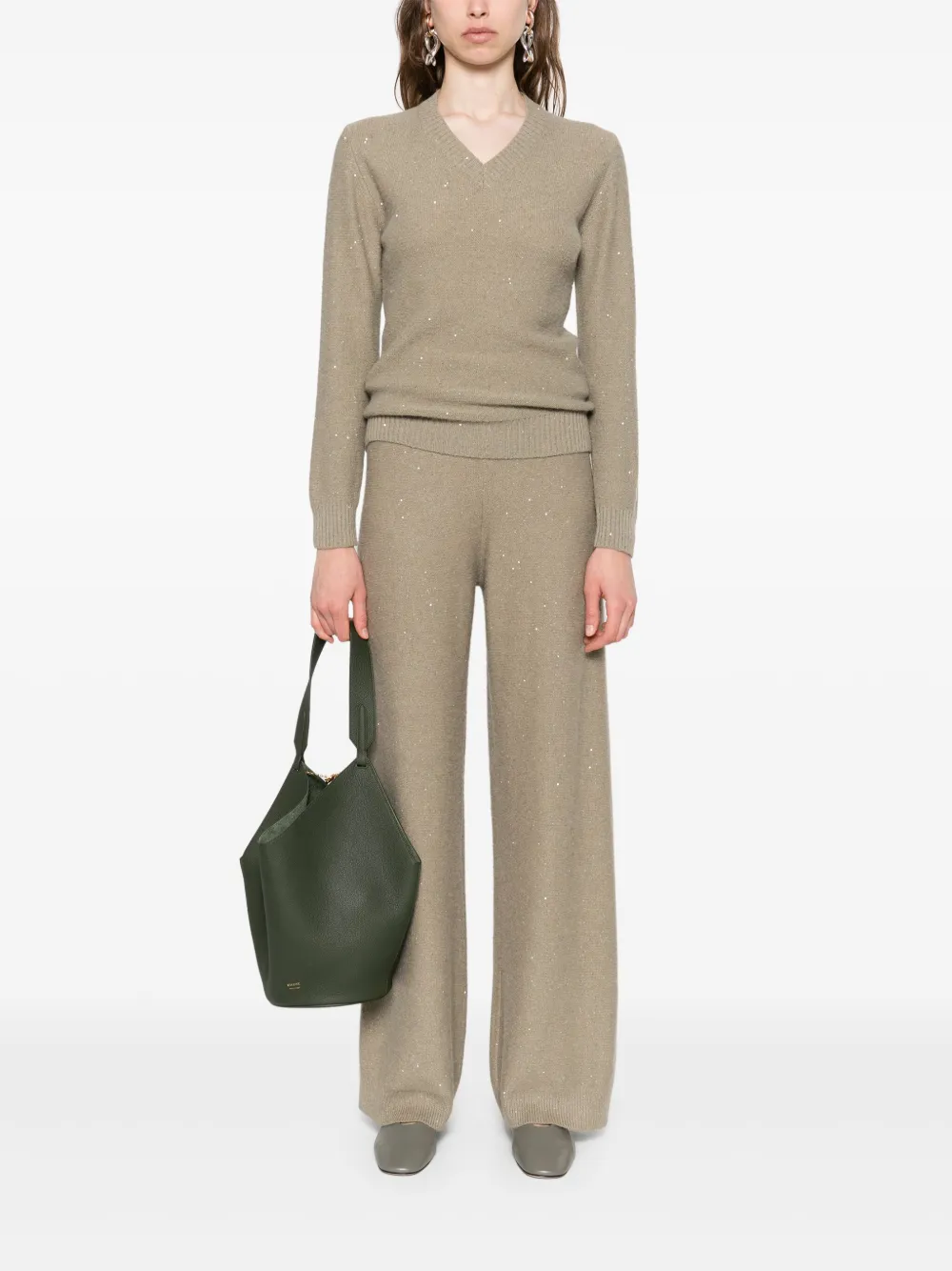 Fabiana Filippi Broek van wol-zijdeblend Beige