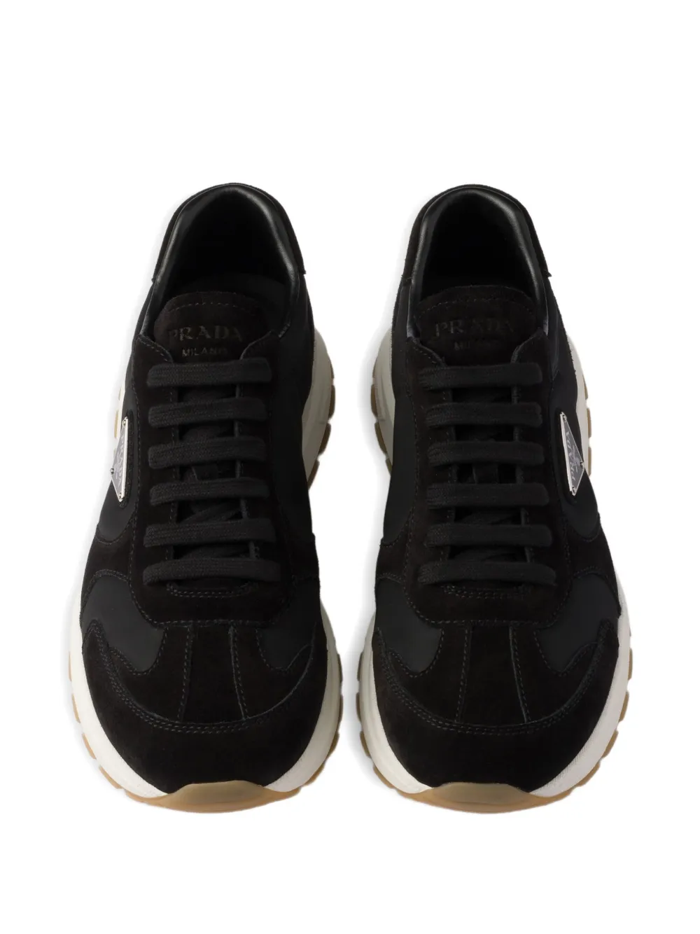 Prada triangle-logo panelled sneakers F0632 BLACK