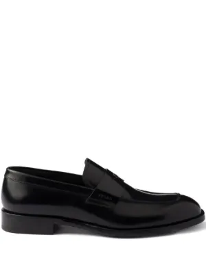 Prada レザーローファー | ブラック | FARFETCH JP