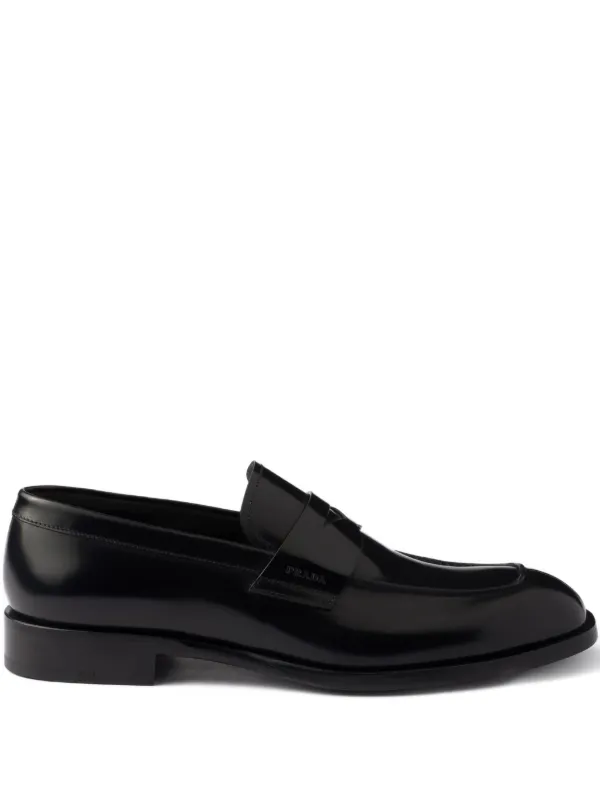 Prada レザー ペニーローファー | ブラック | FARFETCH JP