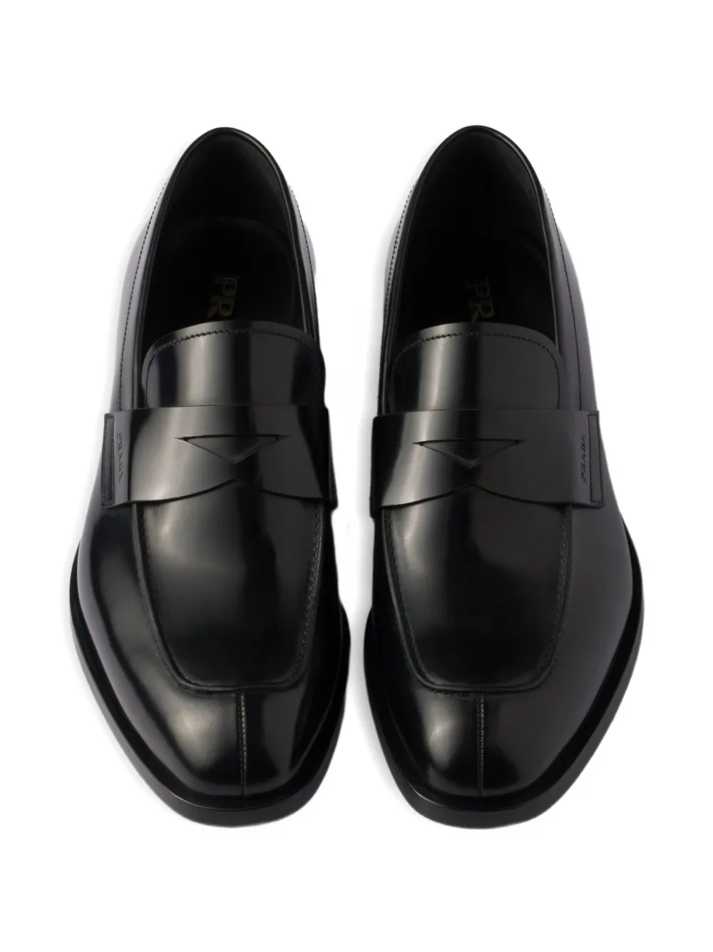 Prada Leather Penny Loafers In Black