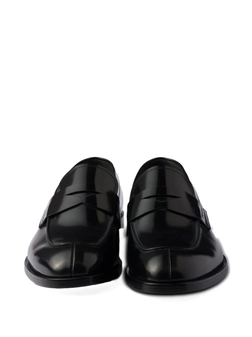 Prada Leather Penny Loafers In Black