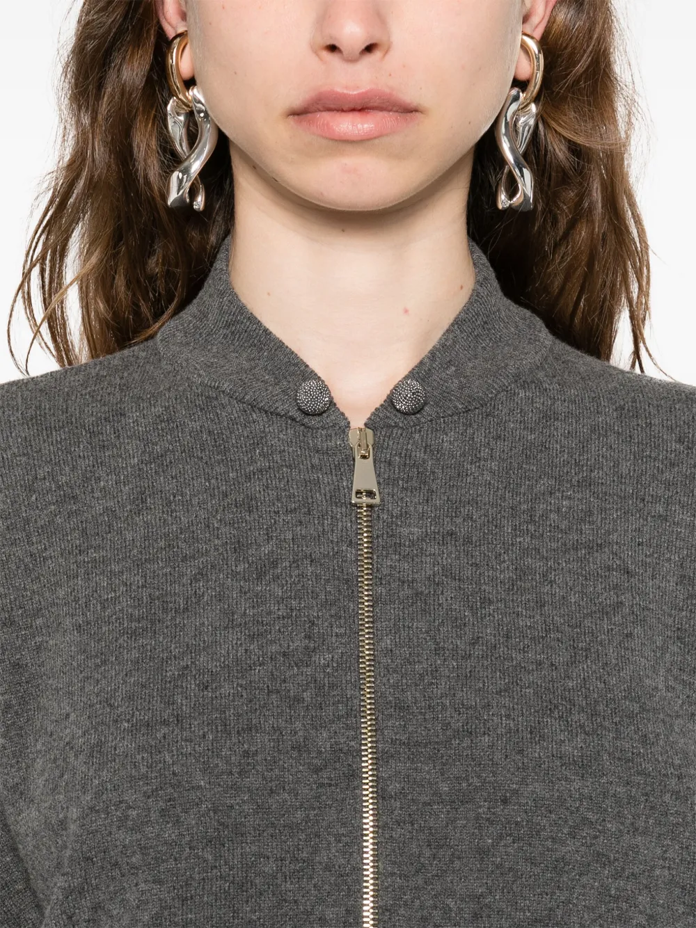 Fabiana Filippi Vest met rits en knoopdetail Grijs