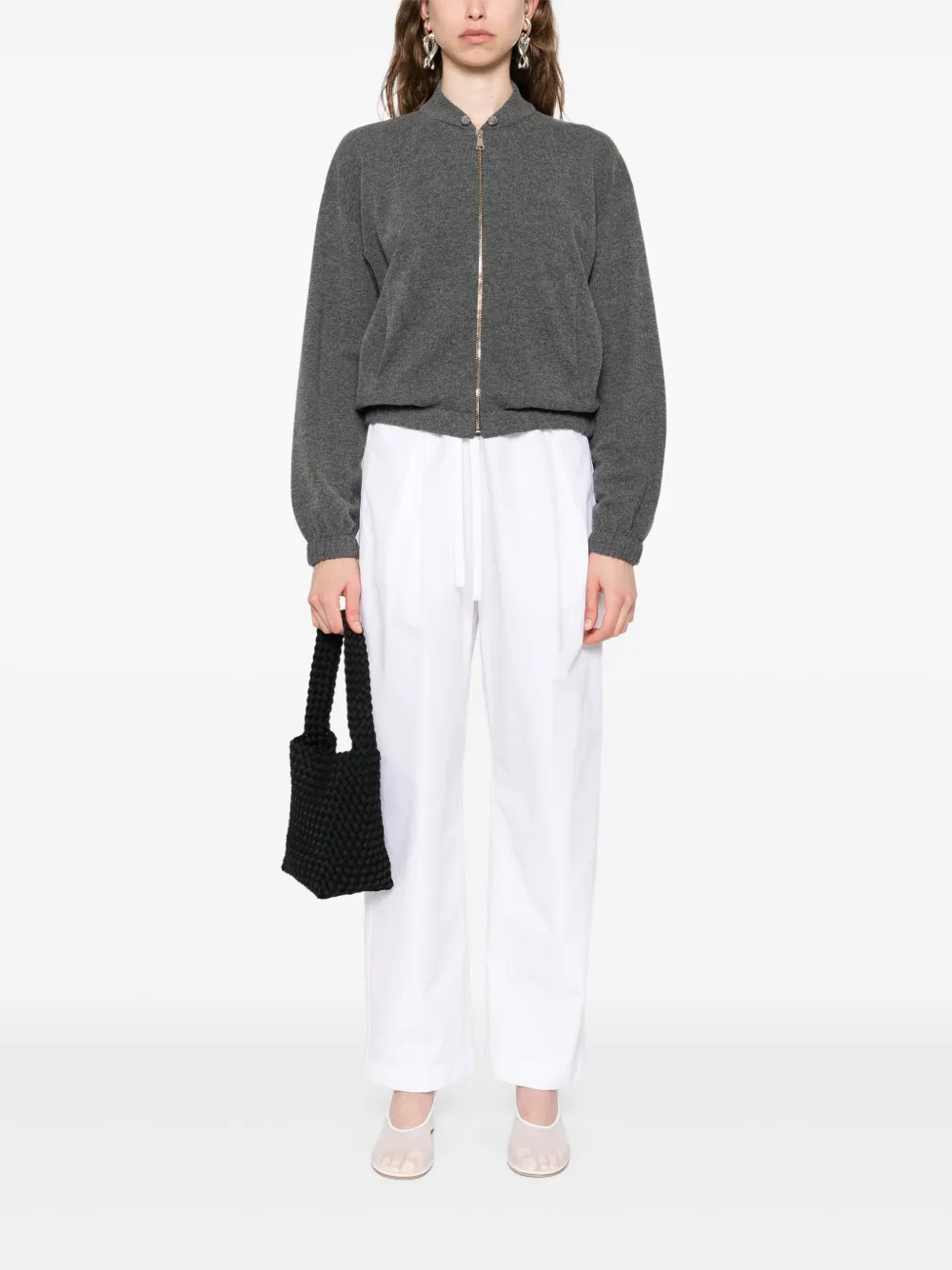Fabiana Filippi Vest met rits en knoopdetail Grijs