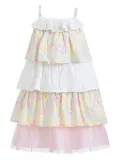 Mimi Tutu floral-print tiered dress - White