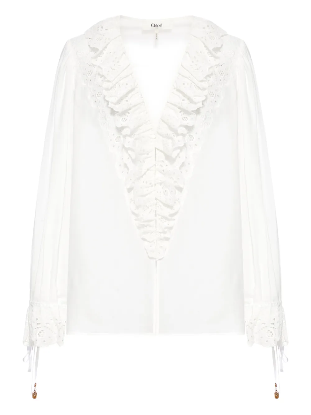 Chloé broderie-anglaise ruffled blouse