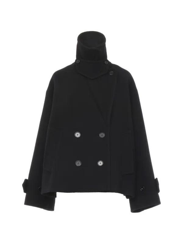 Chloé Oversized Short Coat in Wool in 001 BLACK