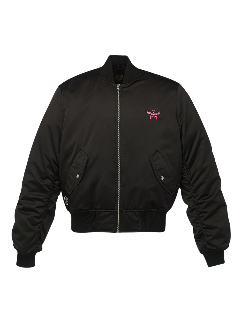 MCM x Snipes satijnen bomberjack Zwart
