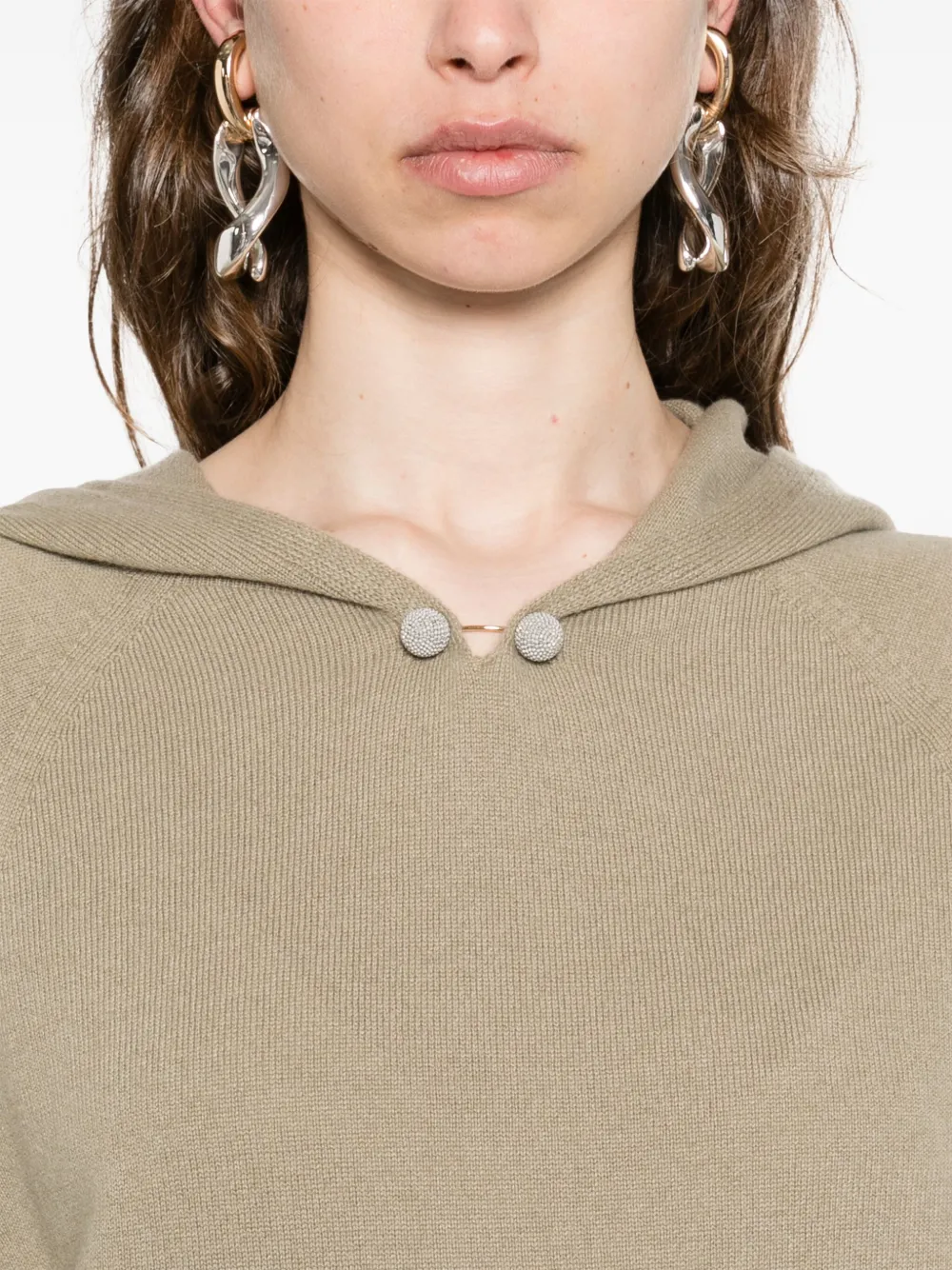 Fabiana Filippi Virgin Wool-blend Hoodie In Neutral