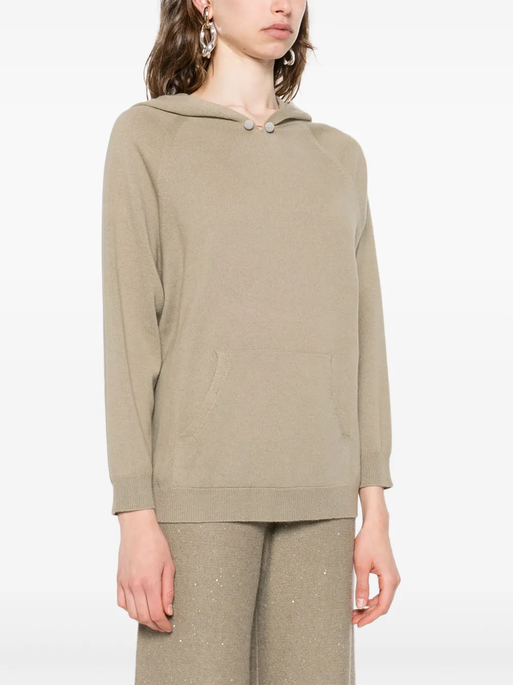 Fabiana Filippi Virgin Wool-blend Hoodie In Neutral