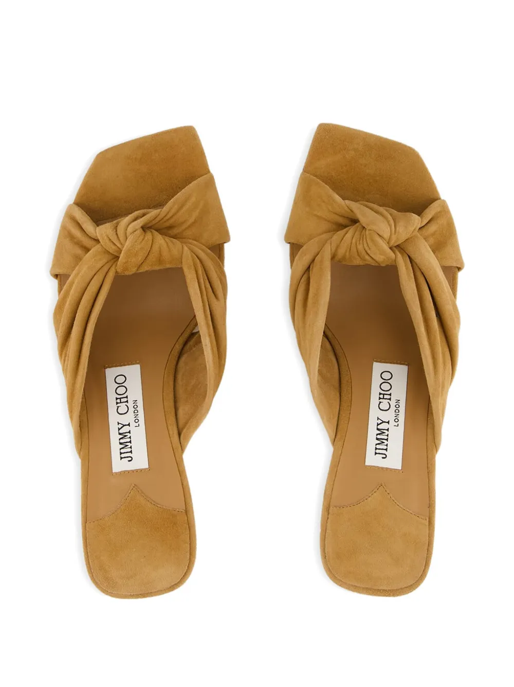 Jimmy Choo 50mm knotted suede sandals Brown