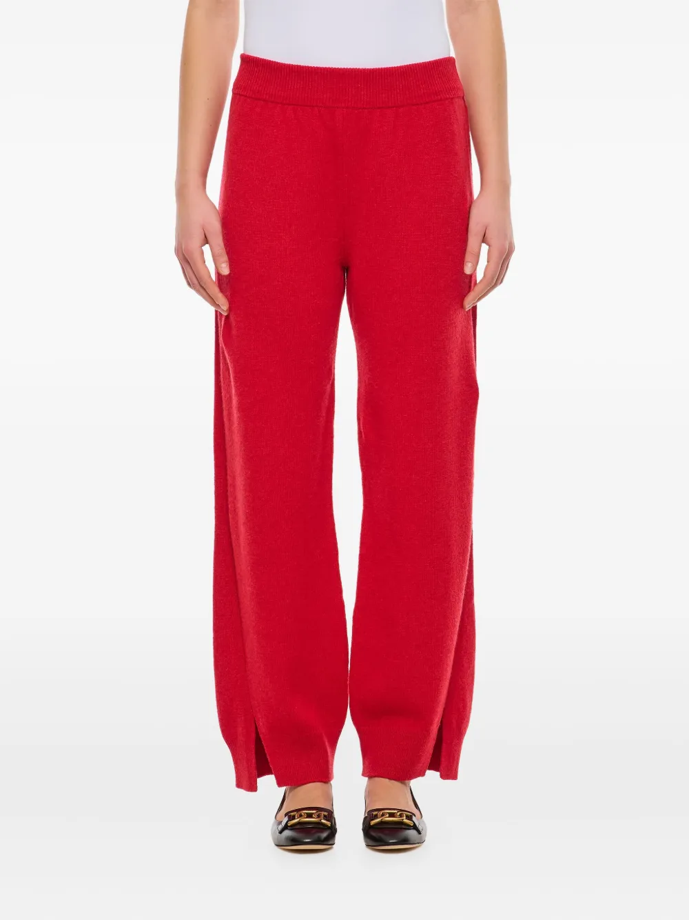 Barrie ribbed-hem trousers Rood