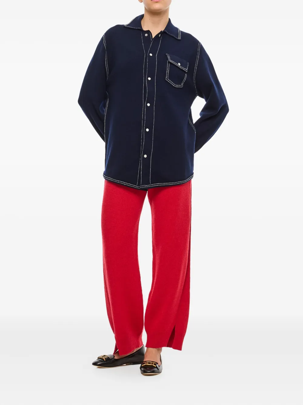 Barrie ribbed-hem trousers Rood