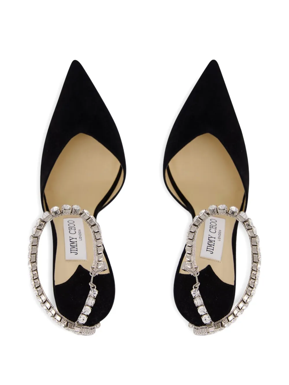 Jimmy Choo Saeda crystal-chain heeled pumps Zwart