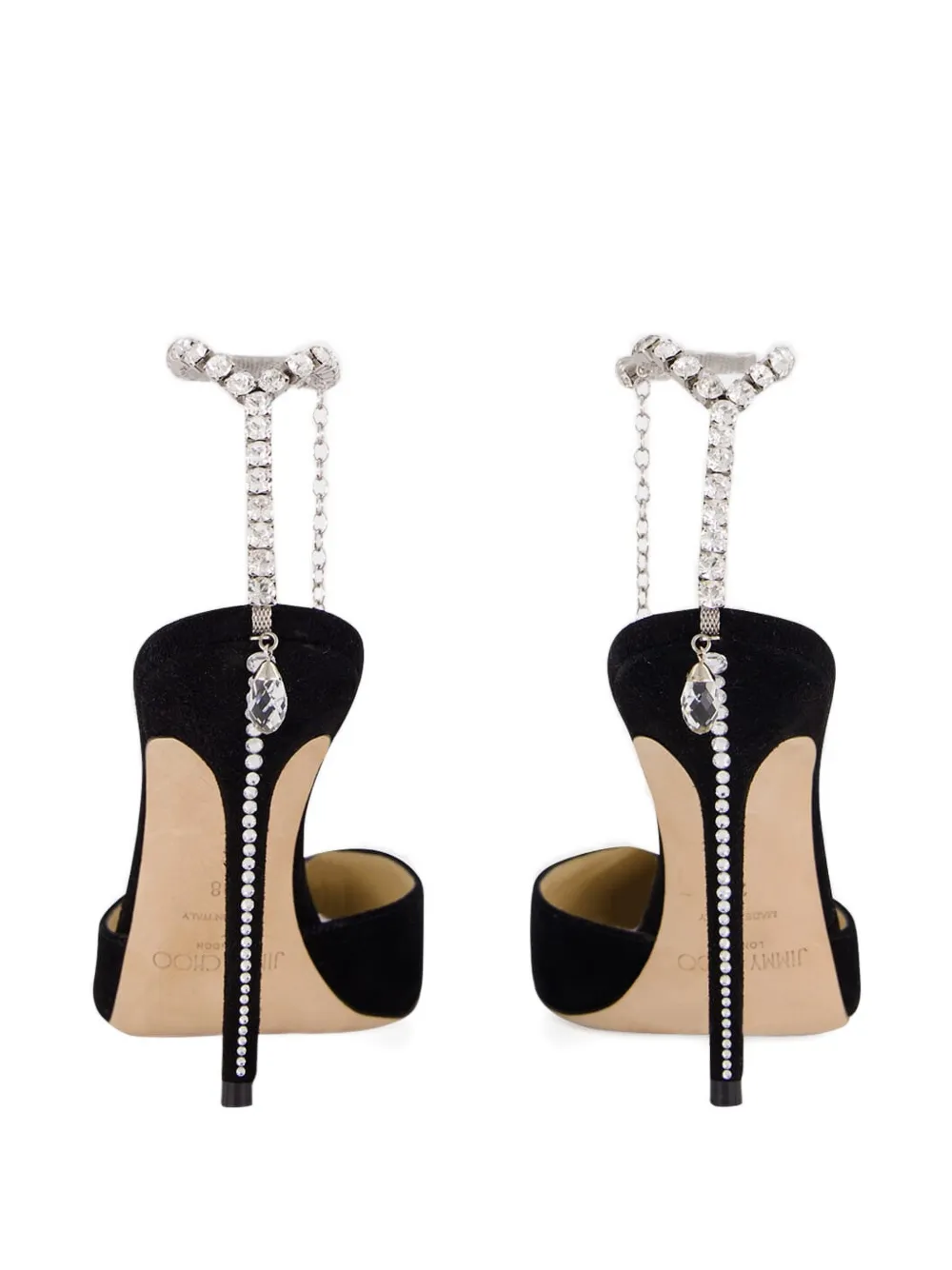 Jimmy Choo Saeda crystal-chain heeled pumps Zwart