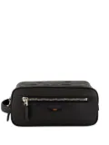 Santoni double-zip leather wash bag - Black