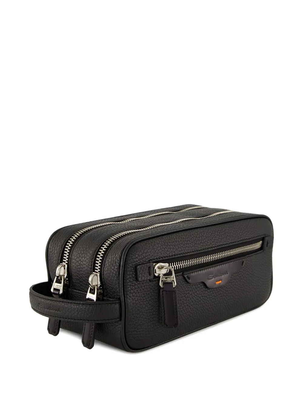 Santoni Leren toilettas Zwart
